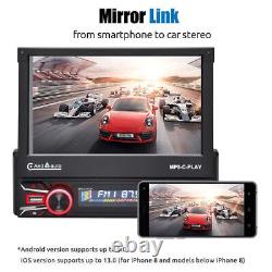 1 DIN 7 Wireless Carplay Car Stereo Player Radio Flip Out Touch Screen + Camera