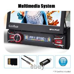 1 DIN 7 Wireless Carplay Car Stereo Player Radio Flip Out Touch Screen + Camera