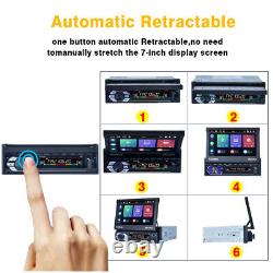 1 Din 7 Flip Out Car Radio Stereo Touch Screen Carplay Android Auto MP5 Player