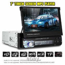 1 Din Single 7 HD Flip out Touch Screen Car Radio Stereo Bluetooth MP5 Player