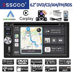 2 DIN Car Radio Stereo CD DVD Player Carplay Android Auto Bluetooth USB AUX +CAM