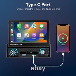 7Car Stereo Radio Wireless CarPlay Android Retractable Screen MP5 Player+Camera
