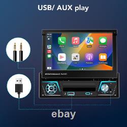7Car Stereo Radio Wireless CarPlay Android Retractable Screen MP5 Player+Camera