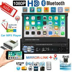 7 Single 1DIN Car Radio Bluetooth Stereo MP5 Player GPS Sat Nav UK Map + Camera