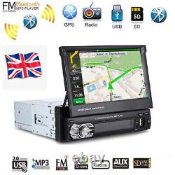 7 Single 1DIN Car Radio Bluetooth Stereo MP5 Player GPS Sat Nav UK Map + Camera