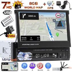 7 Single 1DIN Car Radio Stereo Bluetooth MP5 Player GPS Sat Nav EU Map + Camera