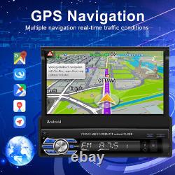 7 Single 1Din Car Radio Stereo Flip Out Android 10.1 GPS Sat Nav Bluetooth WIFI