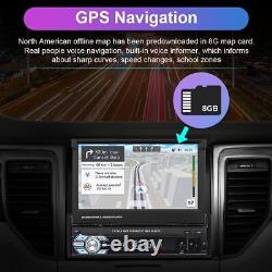 7 Single 1Din Flip Out Car Radio Stereo GPS Sat Nav Bluetooth MP5 Player with Cam