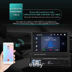 7 Single 1 DIN Flip out Car Radio Touch Screen Stereo Bluetooth Player + Camera