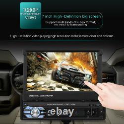 7 Single 1 DIN Flip out Car Radio Touch Screen Stereo Bluetooth Player + Camera