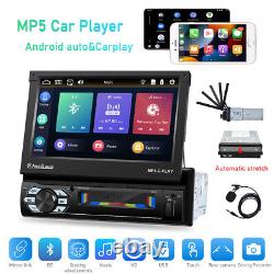 7 Single 1 Din Automatic Flip Out Car Radio Stereo Android/Apple Carplay Player