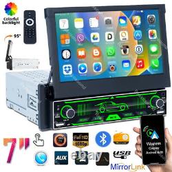 7 Single DIN Car Radio Stereo Player CarPlay Touch Screen Bluetooth FM Flip out