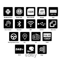9.7in 2DIN Android 9.1 Car Stereo Radio MP5 Player Sat Nav GPS BT WIFI FM Camera