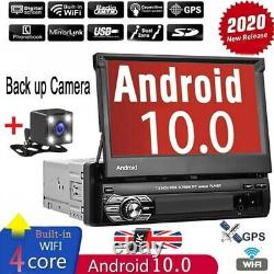 Android 10.1 Car Radio 7 Single 1 DIN Flip-up Stereo GPS Wifi FM Player +Camera