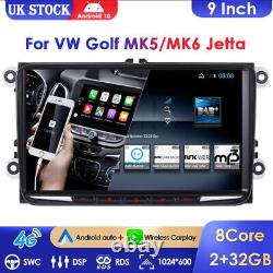 Android 10 Double Din Car Stereo Radio Player GPS Head Unit For VW GOLF MK5 Seat