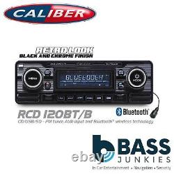 CALIBER Vintage Classic Bluetooth CD MP3 USB SD Car Stereo Radio Player BLACK