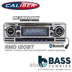 CALIBER Vintage Classic Bluetooth Mechless USB SD Car Stereo Radio Player CHROME