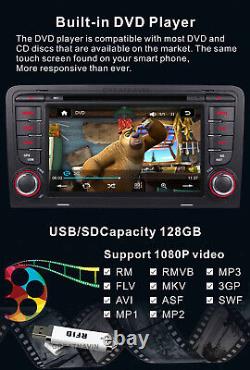 Car Stereo Radio DAB+ Sat Nav CarPlay DVD Bluetooth Head Unit For Audi A3 S3 RS3