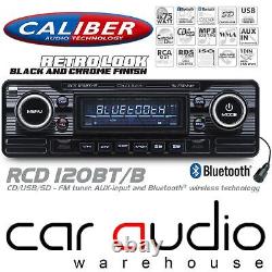 Classic Retro BLUETOOTH CD MP3 USB AUX Car Stereo Radio Player BLACK RCD120BT/B