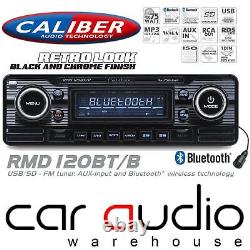 Classic Retro Mechless BLUETOOTH USB AUX Car Stereo Radio Player BLACK RMD120BTB