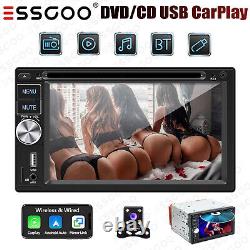 Double 2 DIN Car Stereo Radio CD DVD Player Apple Carplay & Android Auto SWC+CAM