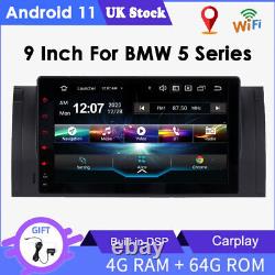 Double Din Car Stereo Radio Player GPS Sat Nav Head Unit For BMW 5 Series E39 X5