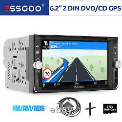 ESSGOO 6.2 Inch Car Stereo Radio DVD CD Player Bluetooth GPS Double 2 DIN RDS AM