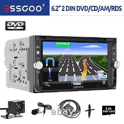 ESSGOO Double 2 DIN Car Radio Stereo DVD CD Player Bluetooth GPS +Reverse Camera