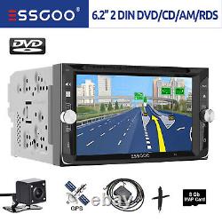 ESSGOO Double 2 DIN Car Stereo Radio Bluetooth CD DVD Player AUX USB GPS +Camera