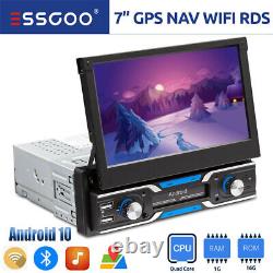 ESSGOO Single 1Din Android 10 Car Radio Stereo 7 Flip Out GPS Nav BT MP5 Player