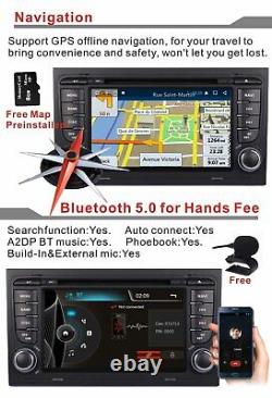 For Audi A4 S4 RS4 2 DIN HeadUnit Car CD SWC Stereo Radio GPS Sat Nav Bluetooth
