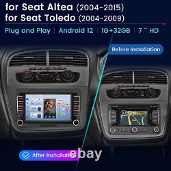 For Seat Altea Toledo CarPlay Car Stereo Radio Android 12 Player GPS Sat Nav 32G