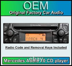 Mercedes SL Audio 10 CD player, Merc R129 car stereo + radio code and keys