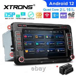 OBD+7 Android 12 Car GPS Stereo Radio CD DVD Player Head Unit For VW SEAT Skoda