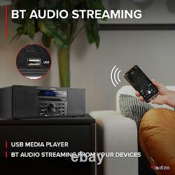 Prato DAB+ Digital Radio Stereo Bluetooth Speaker with CD Player, Clock, Black