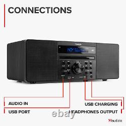 Prato DAB+ Digital Radio Stereo Bluetooth Speaker with CD Player, Clock, Black