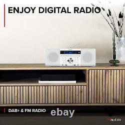 Prato DAB+ Digital Radio Stereo Bluetooth Speaker with CD Player, Clock, White