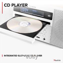 Prato DAB+ Digital Radio Stereo Bluetooth Speaker with CD Player, Clock, White
