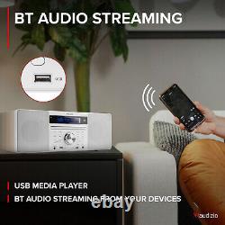 Prato DAB+ Digital Radio Stereo Bluetooth Speaker with CD Player, Clock, White