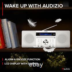 Prato DAB+ Digital Radio Stereo Bluetooth Speaker with CD Player, Clock, White