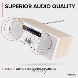 Prato DAB+ Digital Radio Stereo Bluetooth Speaker with CD Player, Clock, White