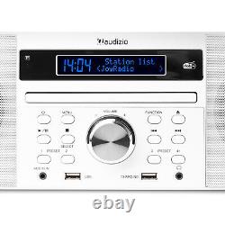 Prato DAB+ Digital Radio Stereo Bluetooth Speaker with CD Player, Clock, White