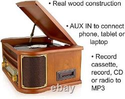 Record Player Turntable MCR50 6-in-1 CD MP3 Player Cassette Tape Radio FM/AM USB