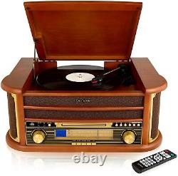 Record Player Turntable MCR50 6-in-1 CD MP3 Player Cassette Tape Radio FM/AM USB