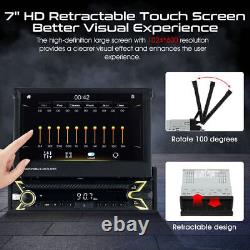 Single 1DIN 7 Flip Out Car Stereo BT CarPlay FM Radio Touch Screen MP5 Player