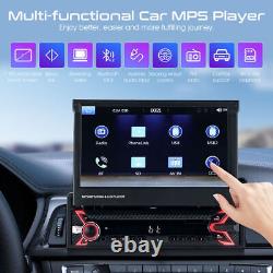 Single 1DIN 7 Flip Out Car Stereo BT CarPlay FM Radio Touch Screen MP5 Player