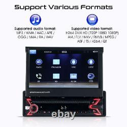Single 1DIN 7 Flip Out Car Stereo BT CarPlay FM Radio Touch Screen MP5 Player