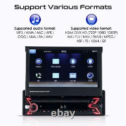 Single 1DIN 7 Flip Out Car Stereo BT CarPlay FM Radio Touch Screen MP5 Player