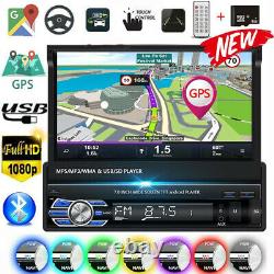 Single 1DIN Car Radio Stereo 7 Bluetooth MP5 Player GPS Sat Nav EU Map + Camera