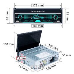 Single 1 DIN 7 Flip Out Car Stereo BT USB AUX Touch Screen FM Radio MP5 Player